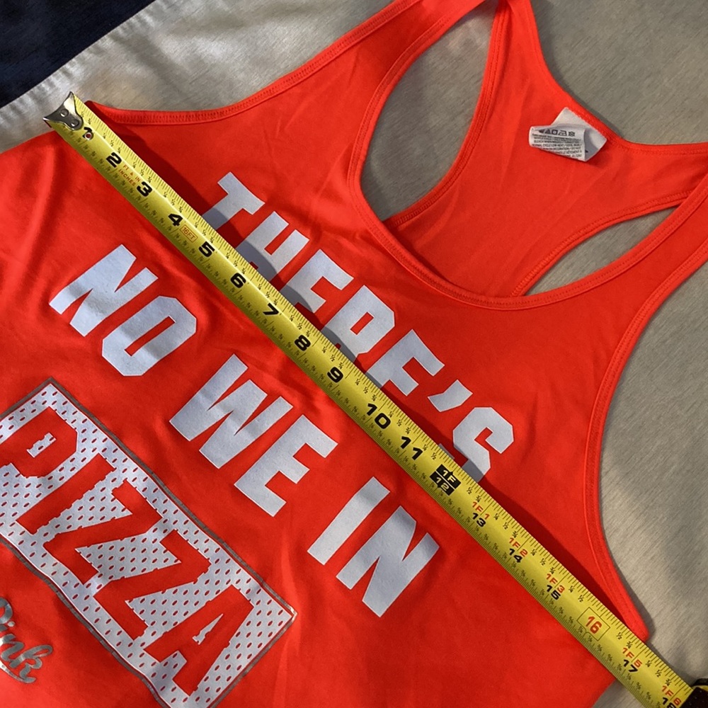 Pink | Orange graphic racerback tank, Sz XS “There’s no We in Pizza” - Picture 6 of 8
